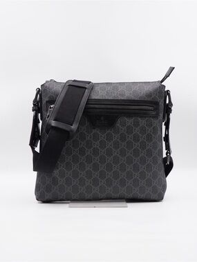 Gucci Gray Monogram Messenger Bag - Men's Crossbody